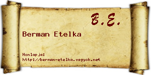 Berman Etelka névjegykártya